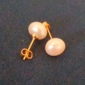 14K yellow Gold Real Sea Pearl Earrings